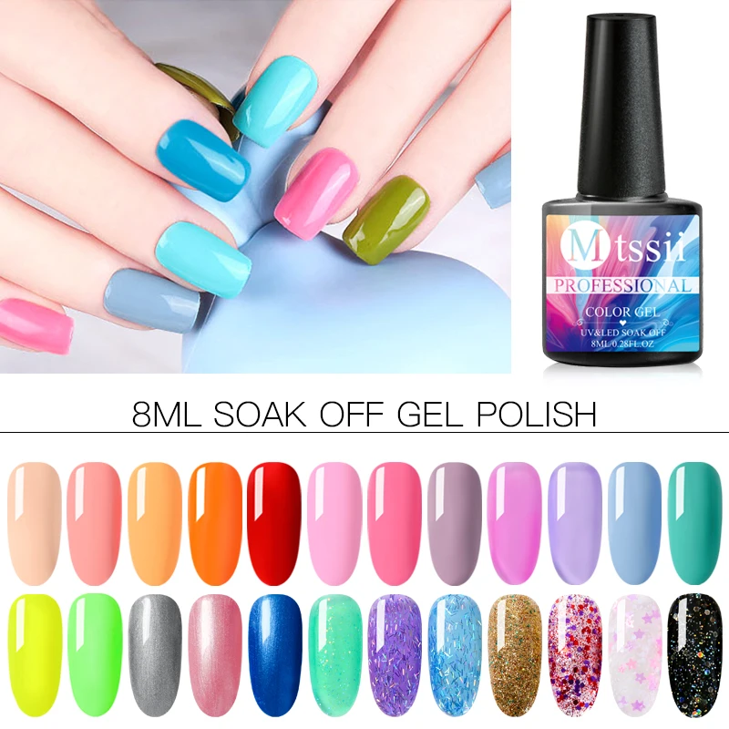 

Mtssii 8ML UV Gel Varnish Nail Polish Set For Manicure Gellak Semi Permanent Hybrid Nails Art Off Prime White Gel Nail Polish