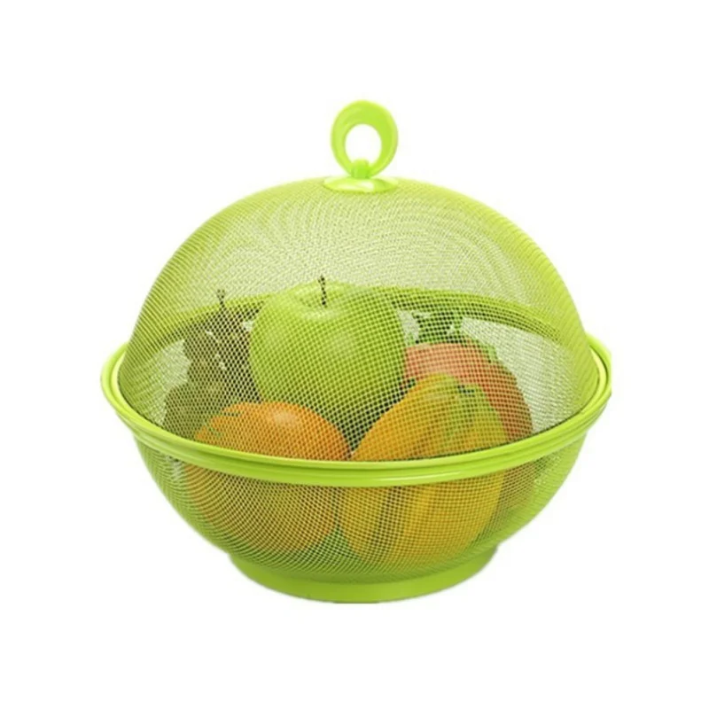 

Kitchen Fruit Storage Basket With Cover Dining Table Decoration Storage Box Iron Fruit Plate Washing Drain Basket