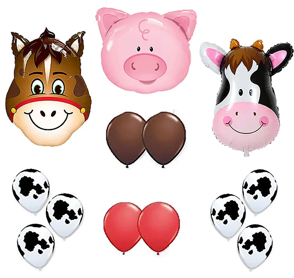 

13pcs/lot Birthday Decoration 44*64cm Pig Cow Neddy Farm Balloons for Farm Animal Theme Party Kid Birthday Party Supplies