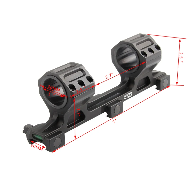 Bumlon Rifle Optical Scope 3 Screws Rings Mount 25mm 30mm with Bubble Level Black Tan RL2-0031-16