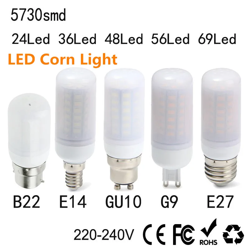 

E27 Led Light Lamps 5730 220V 24 36 48 56 69leds E14 Matte LED Lights Corn Led Bulb Christmas lampada led Chandelier