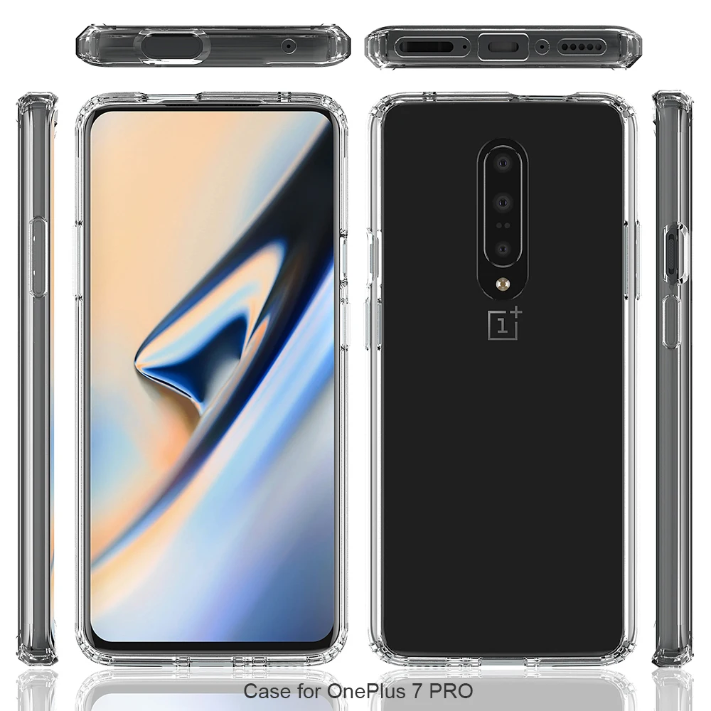 Рамка из мягкого ТПУ и прозрачная задняя крышка жесткого ПК для Oneplus 7 Pro 1