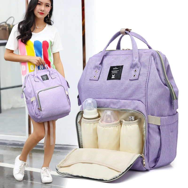 Sac A Dos A Langer Pour Bebe Grande Capacite Noir Ou Violet Impermeable Pour Les Soins De La Poussette Aliexpress