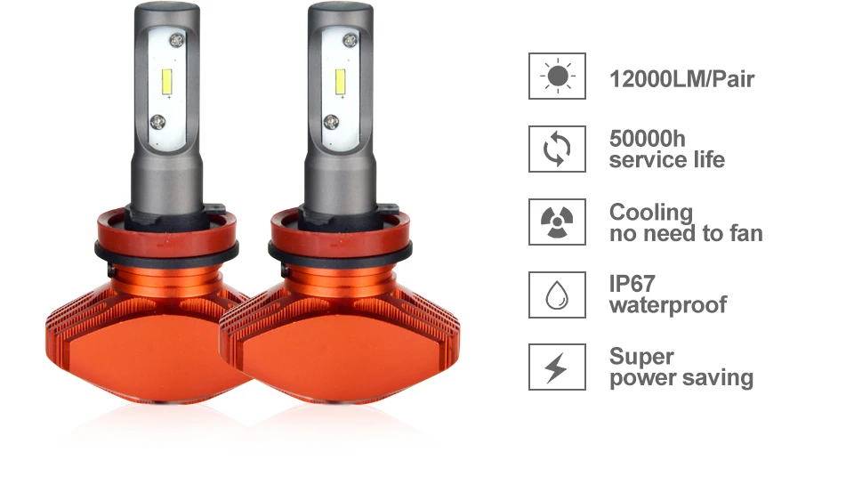 Aceersun CSP 80W H11 H9 H8 single Beam Fanless LED Headlight Bulbs 12000LM 6500K 12v 24v Auto Led Headlamp Fog Lamp for Toyota (3)