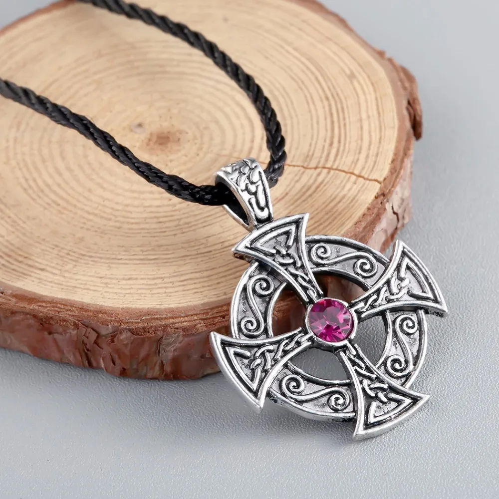 CHENGXUN Викинг крест кулон ожерелье Фиолетовый Кристалл Любовь Узел Символ подвеска в египетском стиле Odin кельтское ожерелье ювелирные изделия