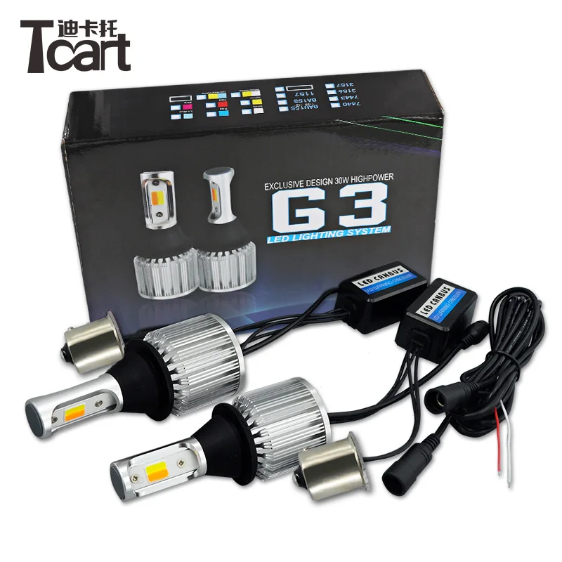 Kaufen Tcart Auto LED COB PY21W BAU15S T20 7440 DRL Vorderen Blinker Lichter Dual Farbe Lampen T25 3157 p21w w21w p21w py21w
