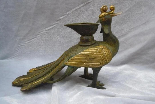 

wholesale factory China bronze gild carved sculpture phoenix Incense Burner statue
