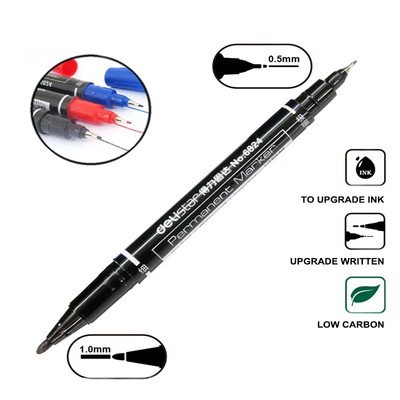 12 pcs Dual-Tip 3 Colors Black Red Blue Tattoo Skin Marker Piercing Marking Pen Tattoo Supply for Permanent Makeup