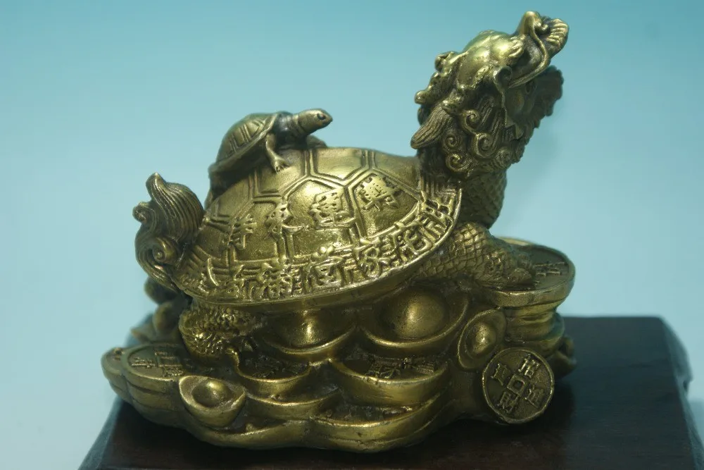 

Fine old China Unique Copper Carved Dragon turtle beast Auspicious statue