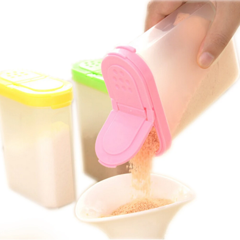 Plastic sugar bowl 10.5x4.8x11.5cm Kitchen Seasoning Container potes Spice Boxes Double Lid