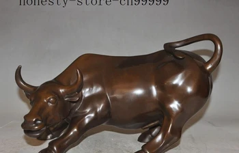 

13" lucky chinese fengshui bronze animal zodiac Ox bull Cattle auspicious statue