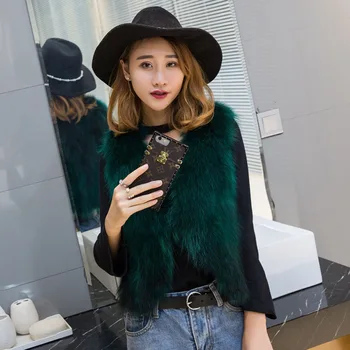 

Fashion natural raccoon dog fur waistcoats vests women sleeveless real fur jackets 2018 new autumn winter