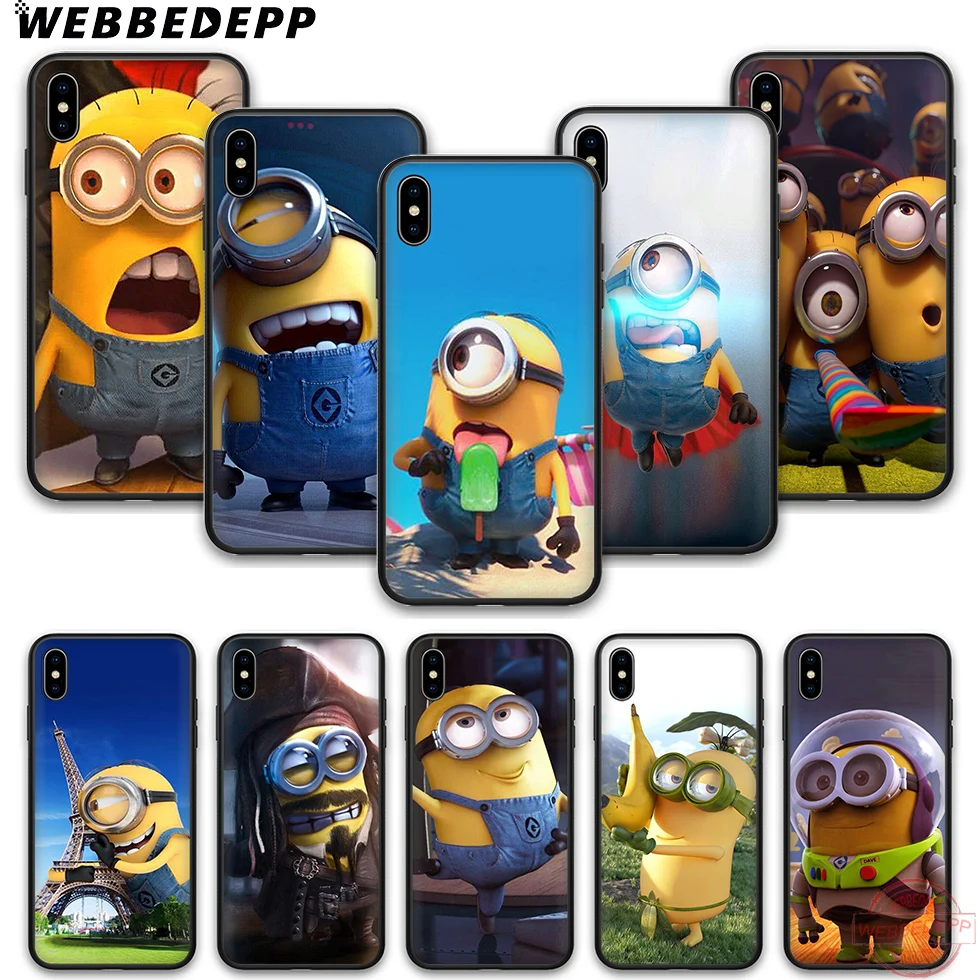WEBBEDEPP Minions soft silicone phone case for iPhone 5 6 7 8 Plus X XS XR Max.11 11peo 11proMax |