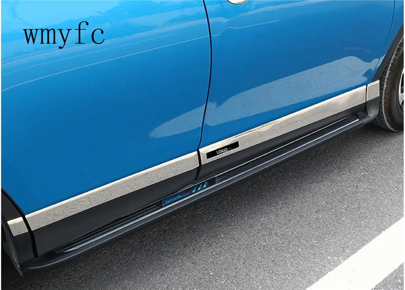 

For New Toyota RAV4 2016 2017 2018 Stainless Steel Side Door Body Molding Lid Cover Trim Auto accessories 8pcs