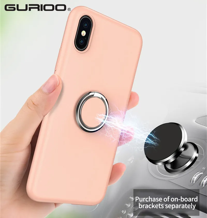 

Liquid Silicone Finger Ring Stand Phone Case For iPhone 7plus 6 6s 8 Plus Soft Magnetic Car Holder Cover for iPhone X XR XS Max