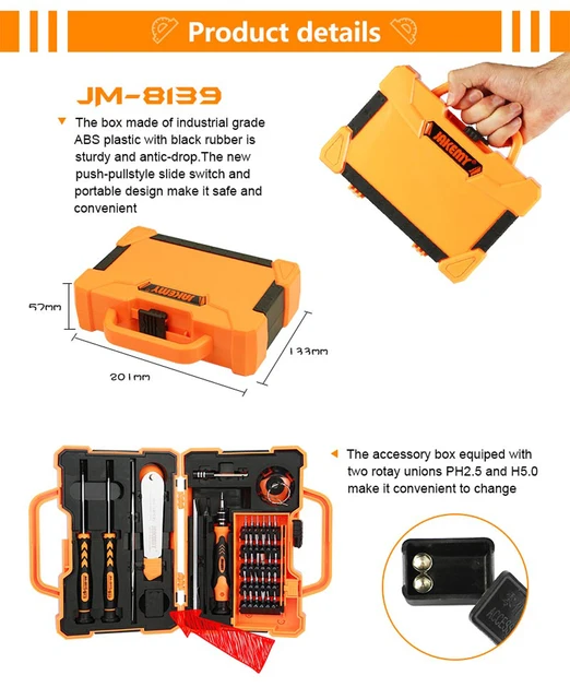Kit de tournevis + outil de démontage réparation smartphone / tablette / PC  Jakemy 8183