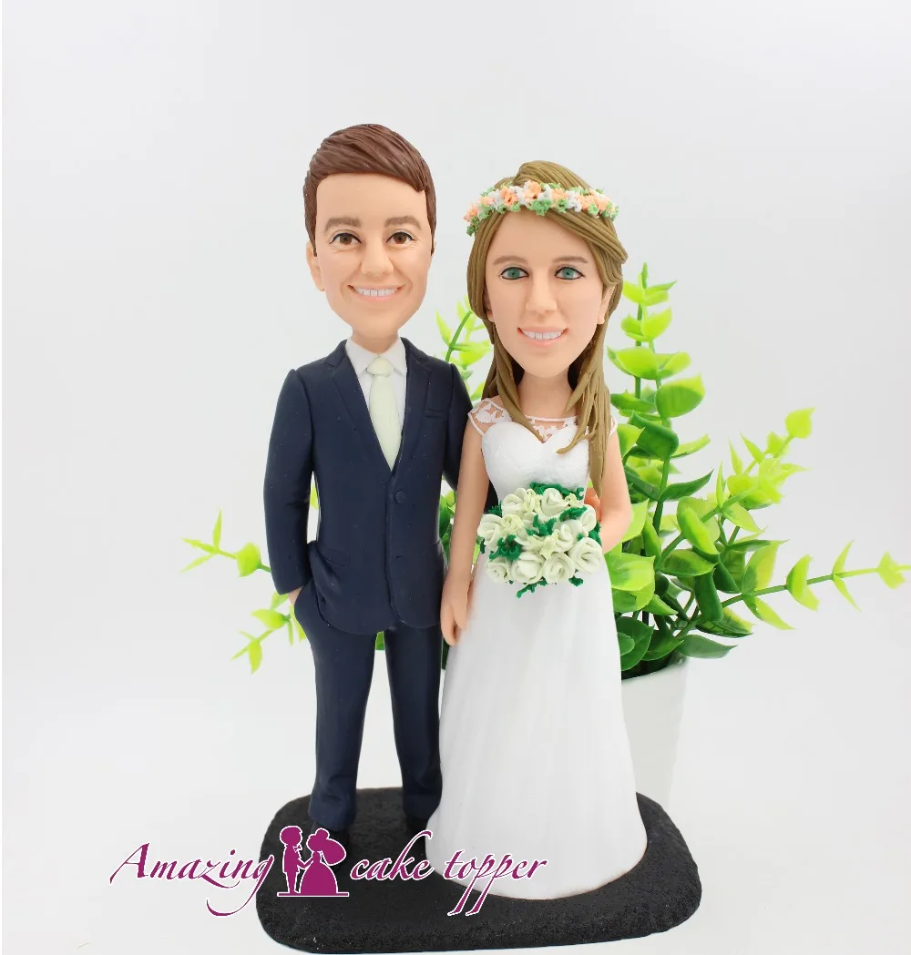 

2019 AMAZING CAKE TOPPER Garland elegant wedding dressToys Custom Polymer Clay Figure From Pictures