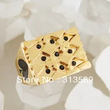 NOVO-SINAL de PÔQUER de OURO AMARELO GP OVERLAY REVESTIDO PRETO CZ ANEL SZ 7 8 9 10/GRANDE PRESENTE/