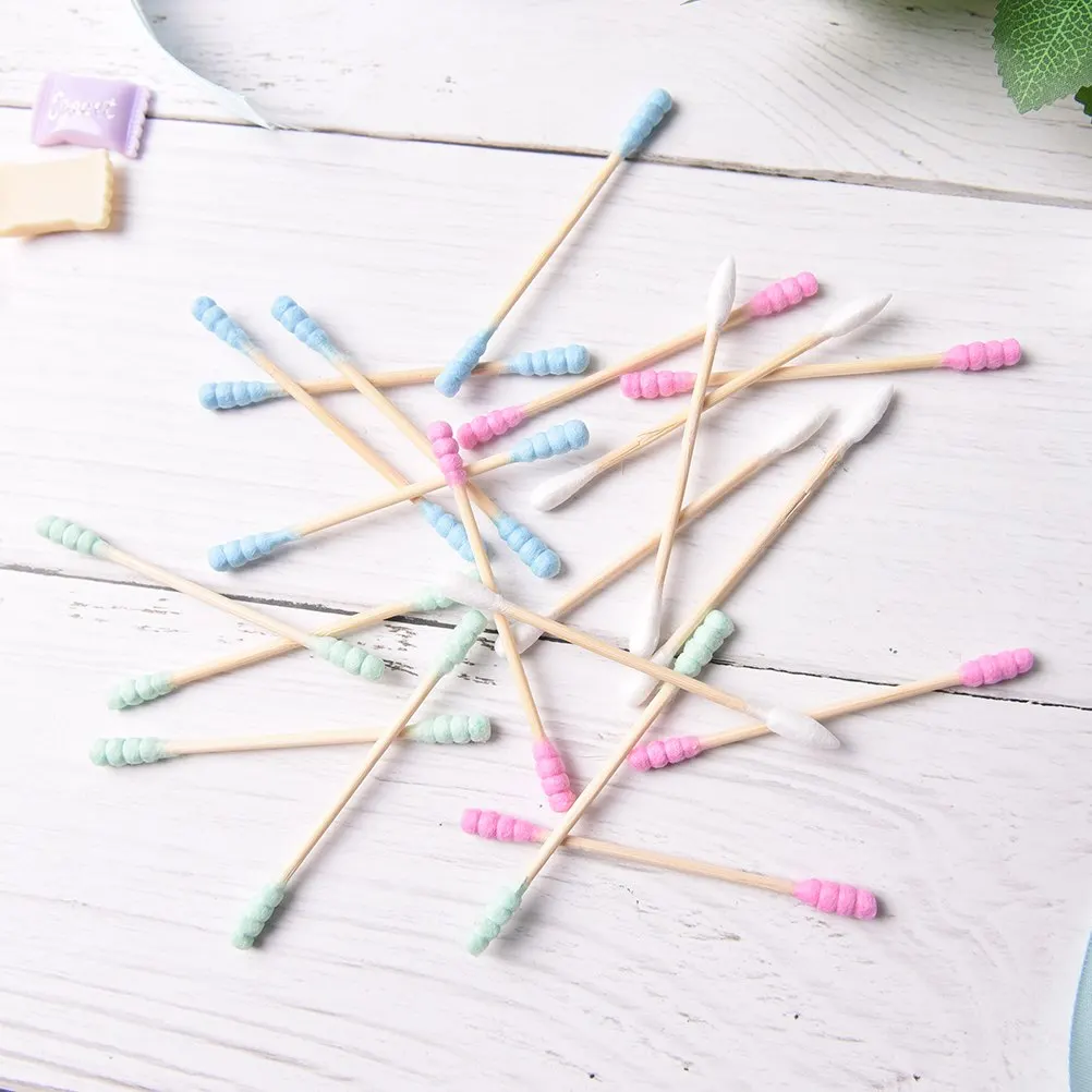 

100Pcs/lot Candy Color Cosmetic Double Head Cotton Swab Stick Clean Tools Feminine Hygiene Product for Health Care Supplies