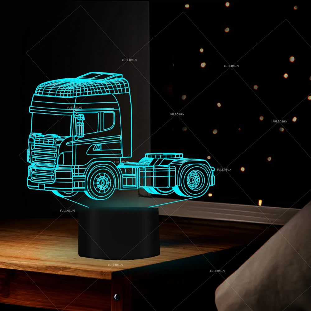 KLJLFJK Led Night Light Super Heavy Container Truck 3D Night Light 7 Changing Colors Illusion Night Lamp Touch Remote Switch USB Cable KLJLFJK Led Night Light Super Heavy Container Truck 3D Night Light 7 Changing Colors Illusion Night Lamp Touch Remote Switch USB Cable