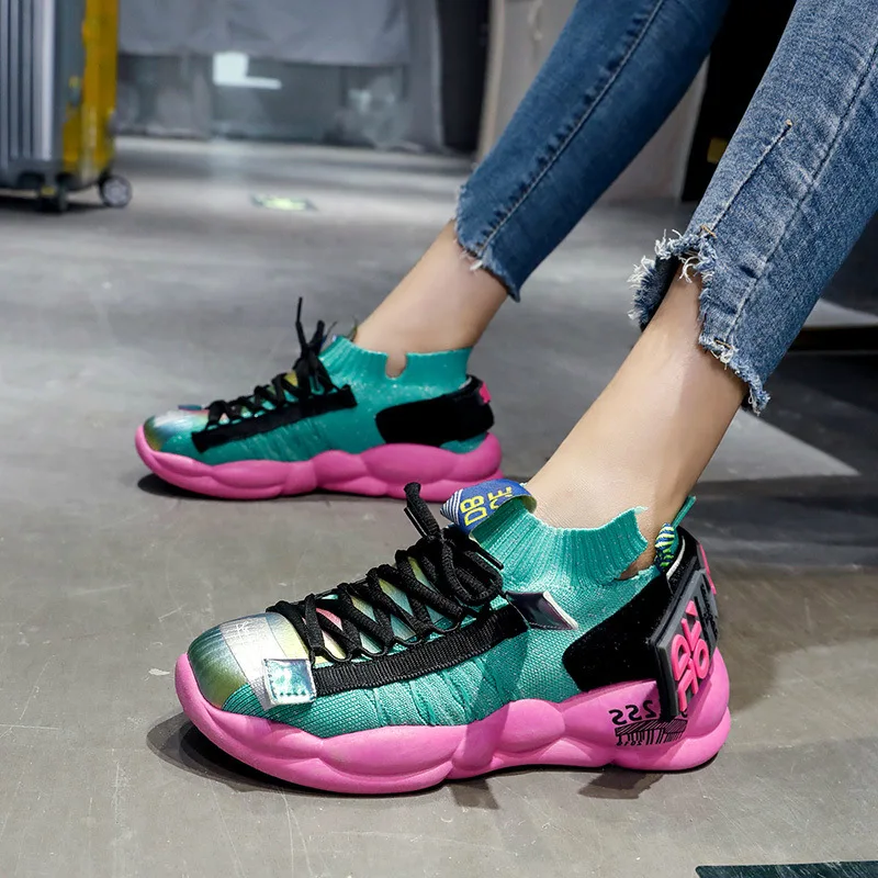 Najtaniej Kobiety Chunky Sneakers platforma 5cm grube podeszwy damskie na co dzień buty wulkanizowane Web Celebrity tata kobiet modne trampki projektant
