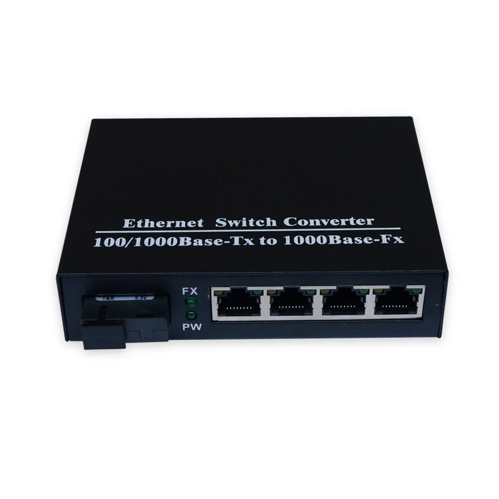 Премиум Волоконно-Оптический 4 порта 100/1000 Мбит/с gigbit ethernet оптический волоконный коммутатор Одномодовый simplex SC