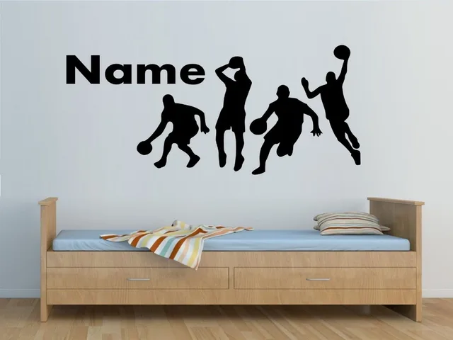 Personalizzato giocatori di basket wall sticker ragazzi camera da ... Stickers da parete personalizzati