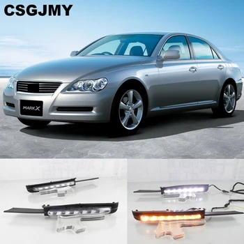 

CSGJMY 2PCS DRL LED DRL Daytime Running Light With Turn Signal Fog Lamp For Toyota MARK X REIZ 2004 2005 2006 2007 2008 2009