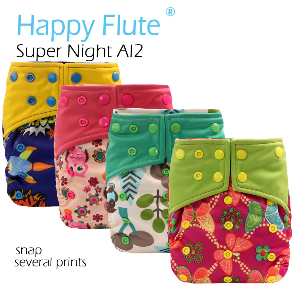 Happy Flute Onesize AIO Pocket Diaepr With A Bamboo Charcoal And Hemp Insert Double Leaking Guards