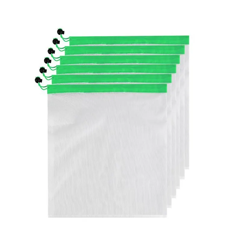 

Multifunction Reusable Storage Bags Drawstring Bags For Vegetables Fruits Polyester Recycle Bags Kitchen Organizer Tools
