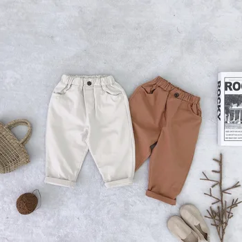 

Korean Style Baby Boy Harem Pants for Girls Leggings Cotton Solid Causal Children Trousers 2019 Spring Pants 2Y Children Clothes