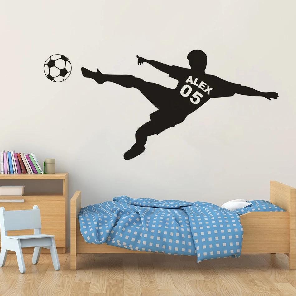 Football Wall Decal,Football Player Wall Decal,Football Wall Sticker,Boys Room,Ball Decal,Football Player Decal,Vinyl Letter FB0004