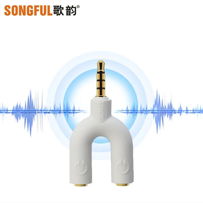 

U2 4 Segments Headphone Share Adapter Extension 3.5mm Audio Aux Jack to Acoustics & Earphones with Microphone Call Function