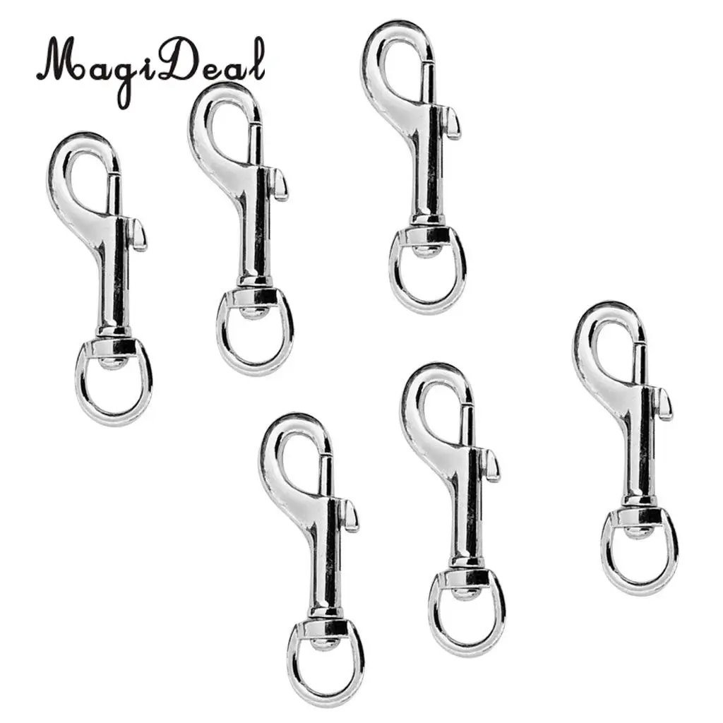 MagiDeal Heavy Duty 6Pcs/Lot 78mm Swivel Clip Snap Hook Tools for Keychains Dog Lead Leather Marine Industry Supply Gold/Silver