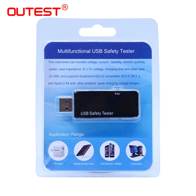 USB тестер OUTEST с цифровым дисплеем 3 30 в измеритель емкости и зарядного устройства