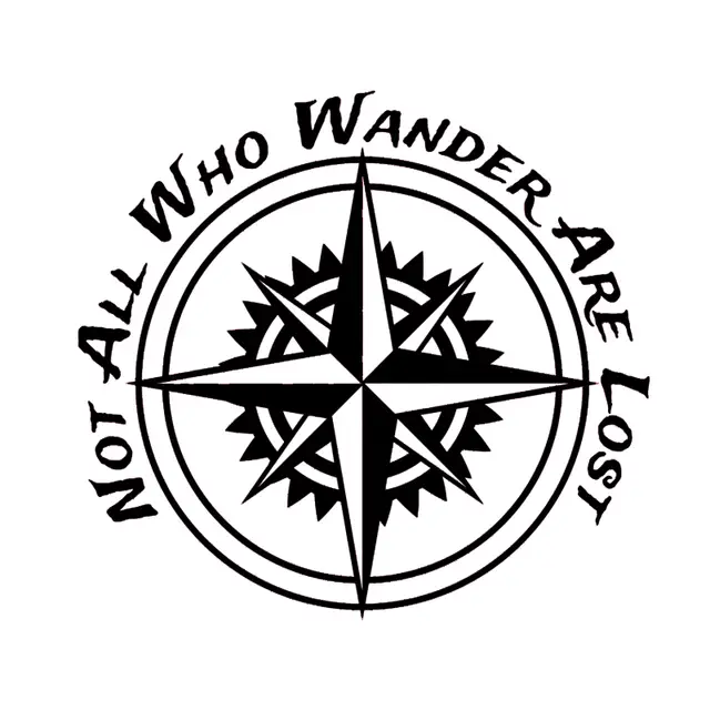 15 14cm Not All Who Wander Are Lost Sticker Compass Decal Car