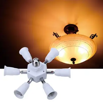

Universal E27 To 6 + 1 E27 Flexible Extended Light Lamp Bulb Adapter Conversion Socket Head Lamp Holder Converter