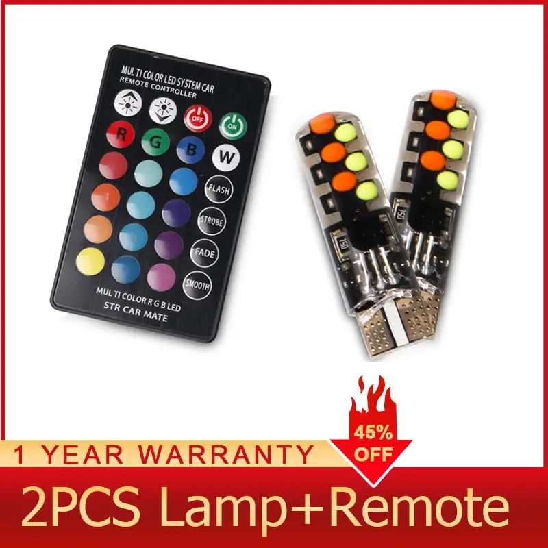 Roadot 3 шт. T10 COB 12smd W5W Canbus Error Free RGB лампы авто указателя поворота комплект