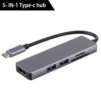 

5 in 1 USB C Adapter Multiport 4K HDMI USB 3.0 TF Card Reader for MacBook