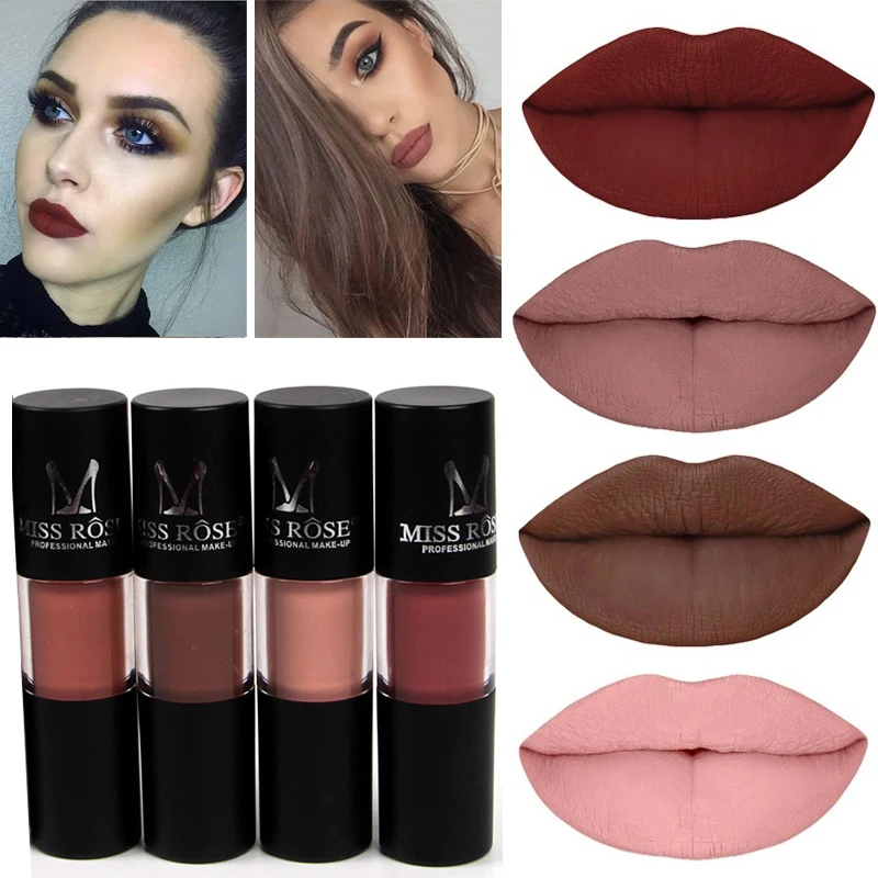 

2017 Miss Rose Hot Brand New Lipstick Lip Makeup Long Lasting Waterproof Brown Red Lipgloss Matte Liquid Nude Lipstick Tattoo