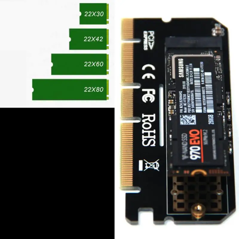 Светодиодная Плата расширения компьютерный адаптер Интерфейс M.2 NVMe SSD NGFF к PCIE 3,0X16
