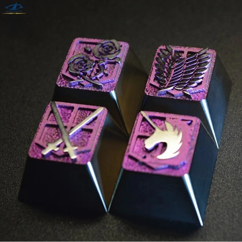 

[HFSECURITY] Customized Color 4 pcs / Set Keycaps Attack on Titan High End Titanium Alloy Mechanical Keyboard Keycap