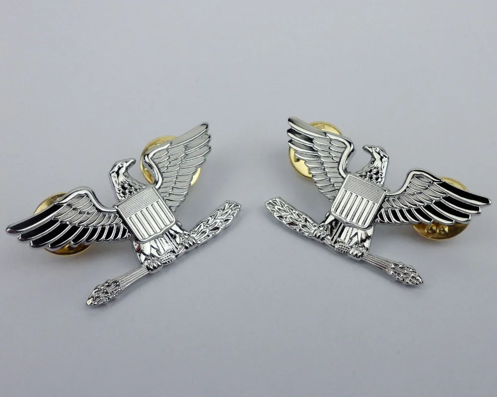 Pair Military US Officers Colonel Rank Badges US Eagles Rank Insignia Pin