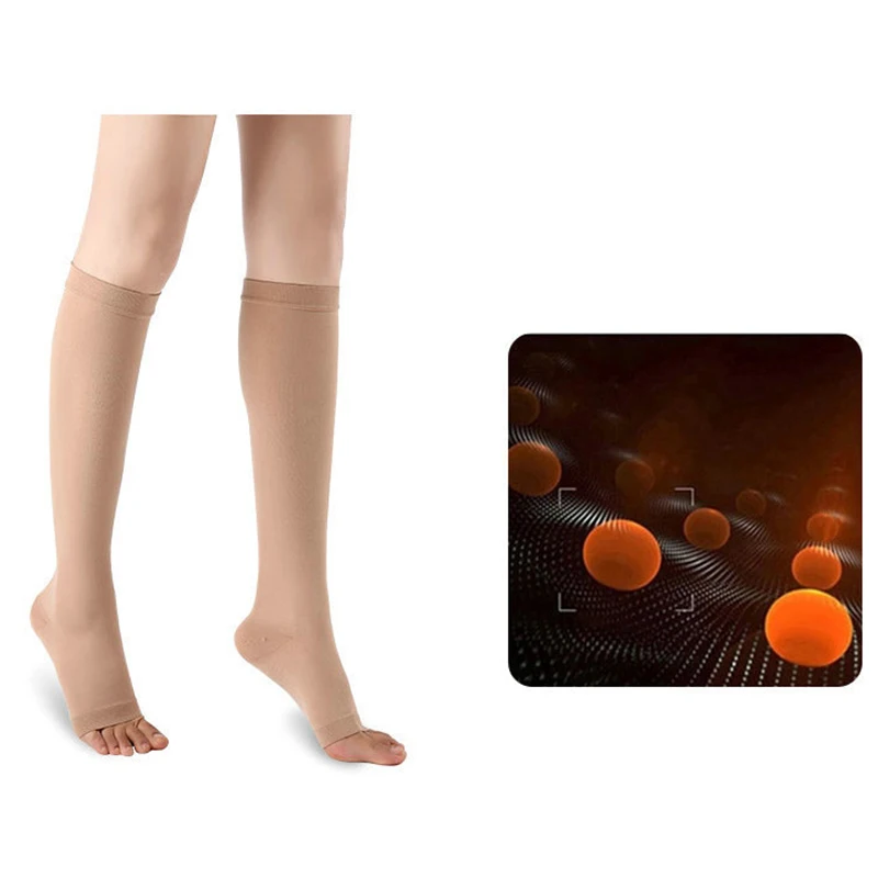 

NEW Women's Open Toe Sheer Graduated Compression Socks, Medical Quality Ladies Knee High Toeless Support Stockings M/L/XL