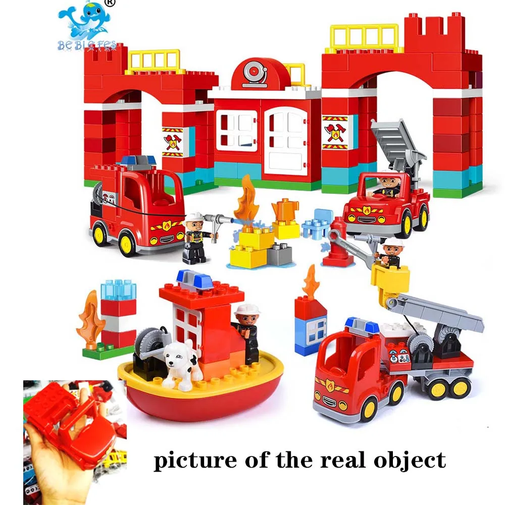 

Diy Big Size City brandweer Department Firemen Building Blocks Compatible with LegoING Duploed Hobbies Toys for Baby Children