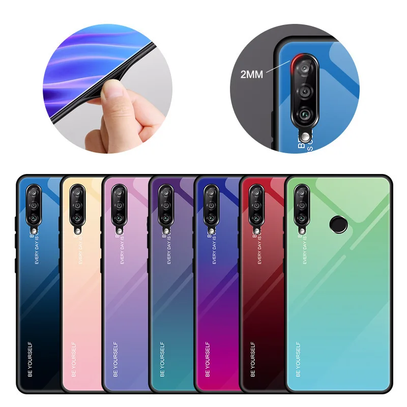 

Tempered Glass Case on For Huawei Honor10 honor10i Gradient colorful backcover for huawei honor20i honor20lite Mate30 mate30lite