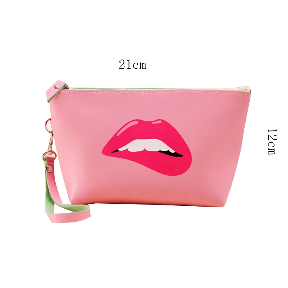 Fashion Red Lips Print Cosmetic Bag Multicolors Pattern small Cute