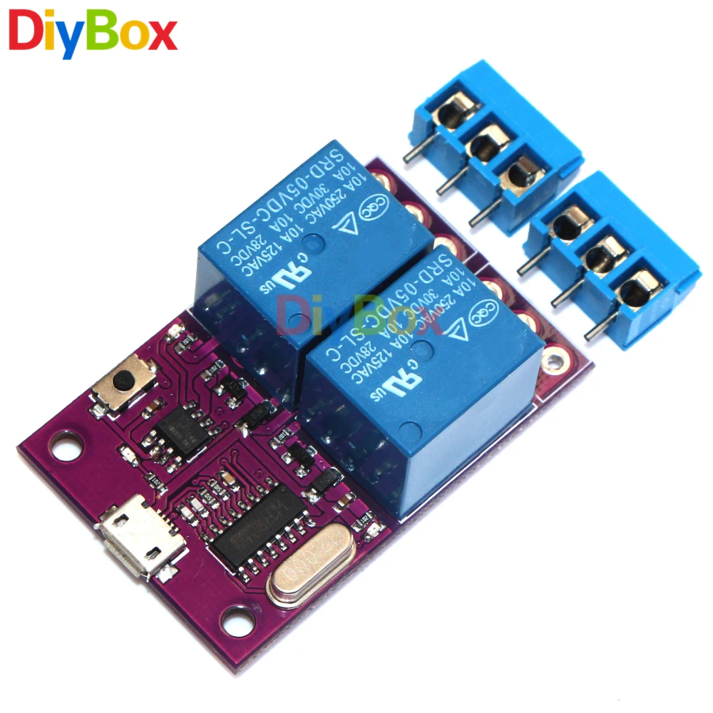 

2 Channel DC 5V Micro USB Time Delay Relay CH340 CH340G USB Intelligent Control Switch Board with MCU Microcontroller Module