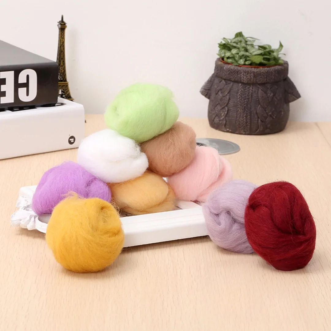 1 Set 5g 17 Colors Soft Merino Wool Fibre Roving For Needle Felting DIY Hand Spinning Fibre Arts Craft Doll Needlework
