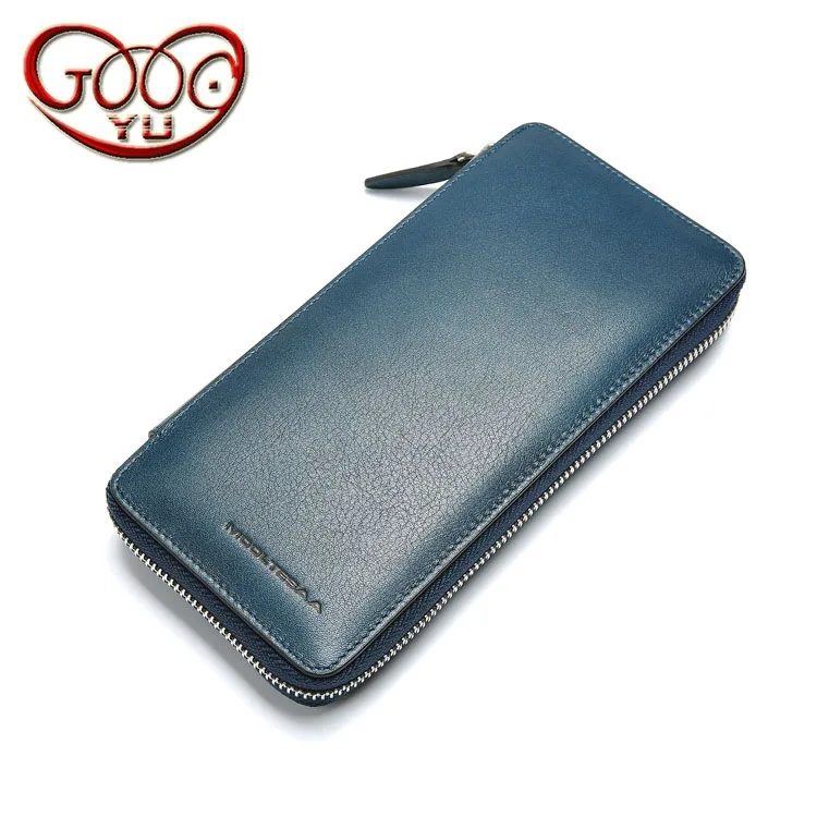

Men's long first layer of leather clutch leather business casual zipper multi-card bit men's wallet clutch bag